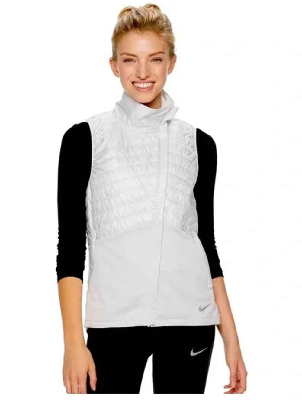 Nike Quilted Stand-Collar Women Vest L Grey